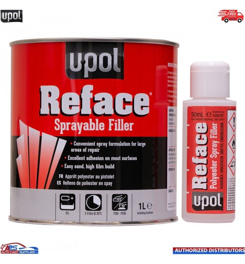 1x U-pol Reface Polyester Spray Filler 1 Litre with Hardener -